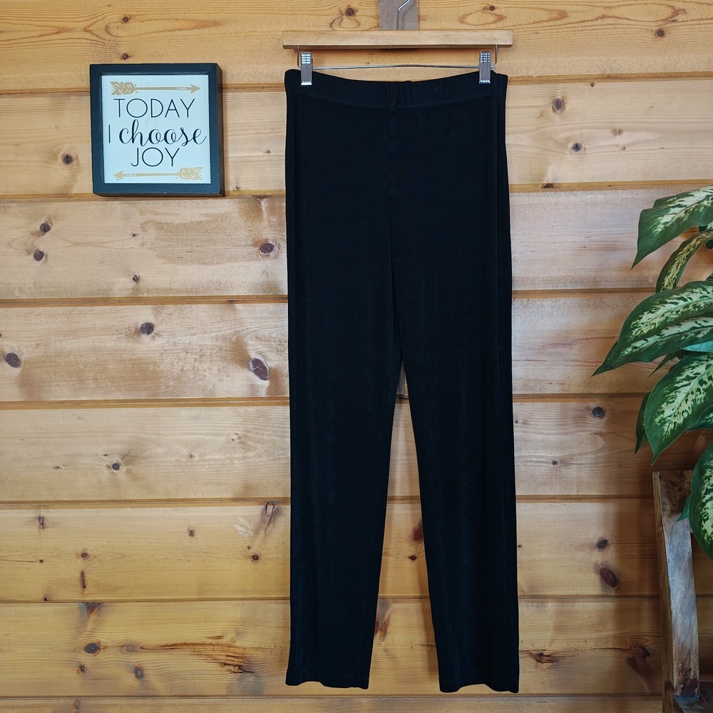 Chicos Travelers Black Slinky Knit Pull On Stretch Pants No Tummy Straight 0/4/6